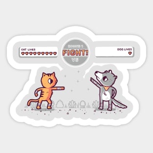 cat dog fight Sticker